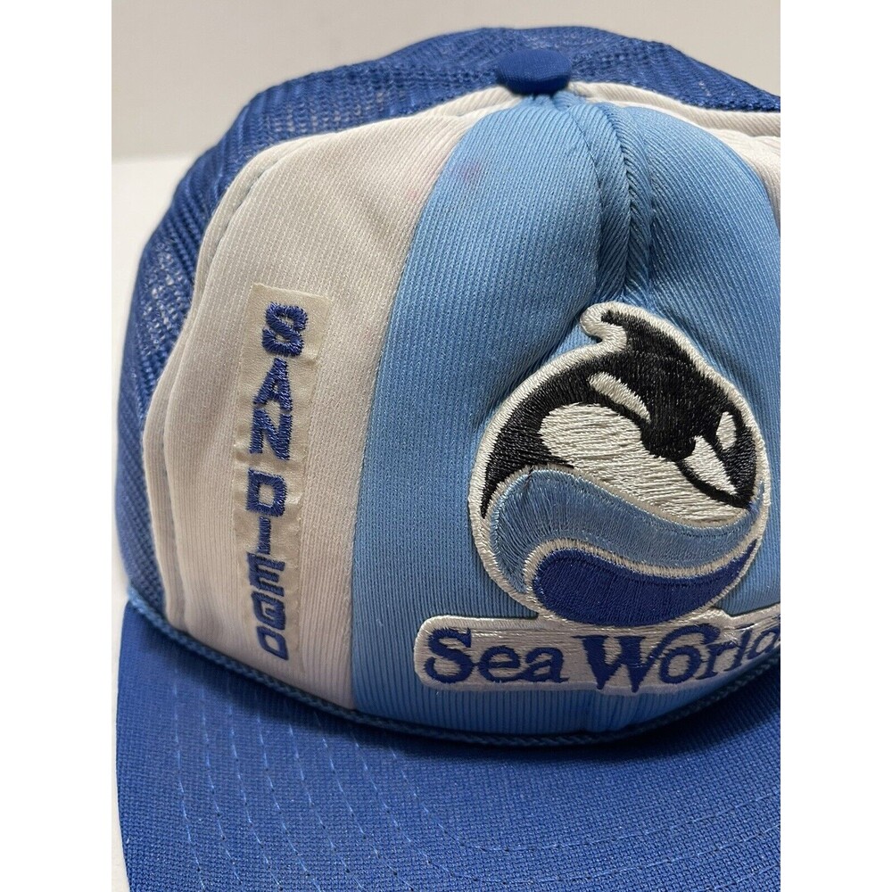 Sea World San Diego 1988 Snapback Mesh Trucker Cap Shamu Whale Big Logo Vintage - Picture 8 of 14